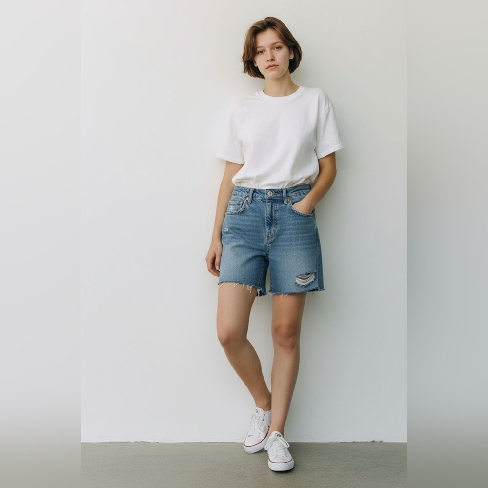 ASOS Topshop Jamie Light Blue Distressed Jean Shorts
